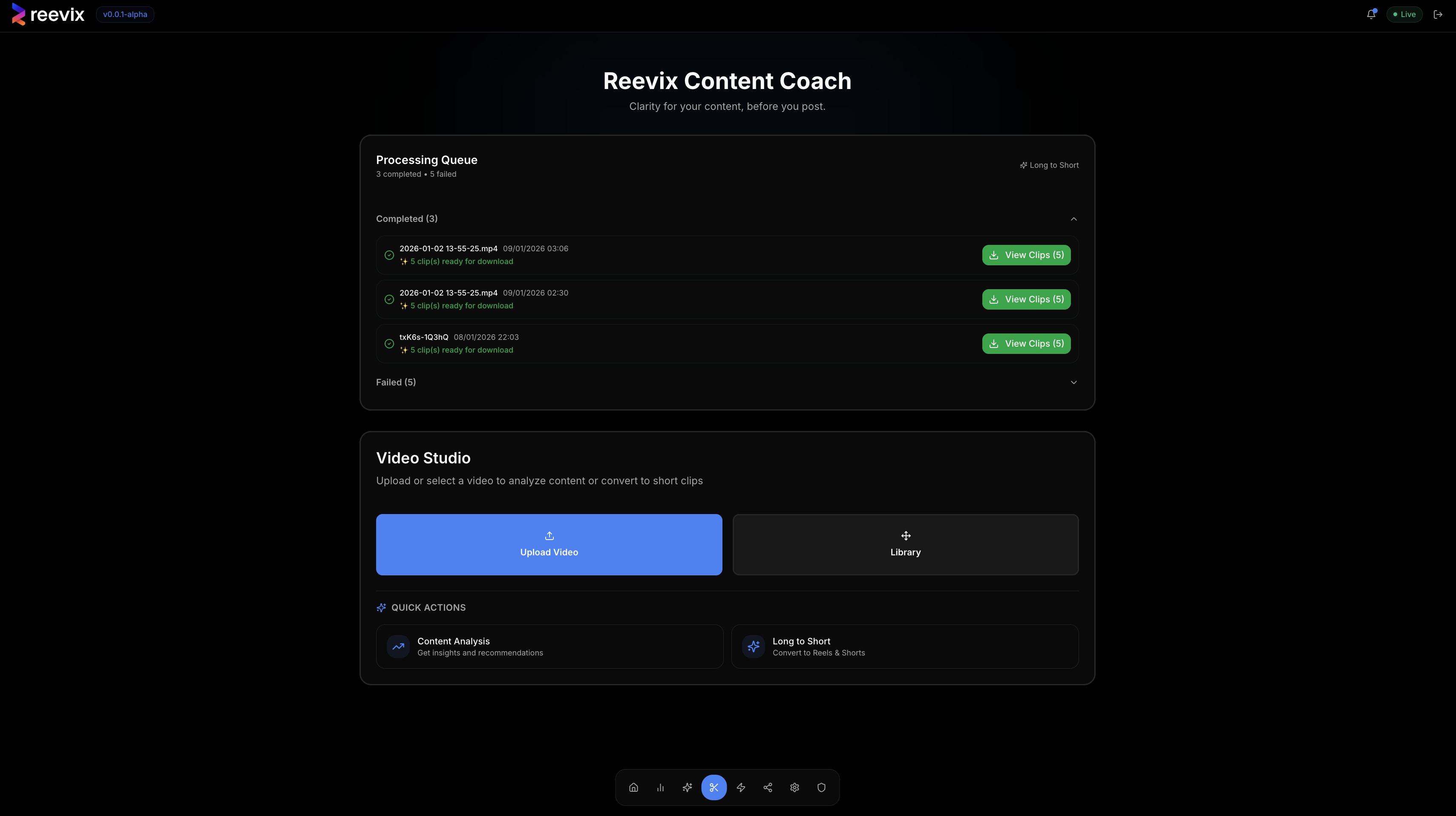 Reevix Video Studio - Convert long YouTube videos to Shorts automatically